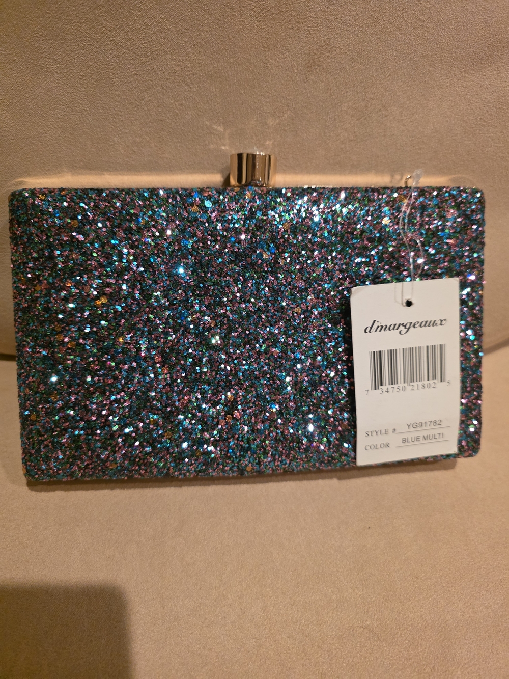 Blue Multi Glitter Box Clutch